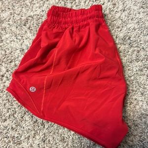 Red Lululemon Hotty Hot Shorts